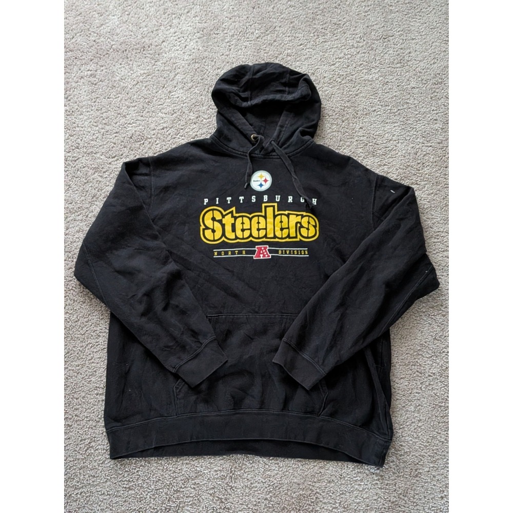 NFL Team Apparel Pittsburgh Steelers Sweatshirt Hoodie Football Black Size Large